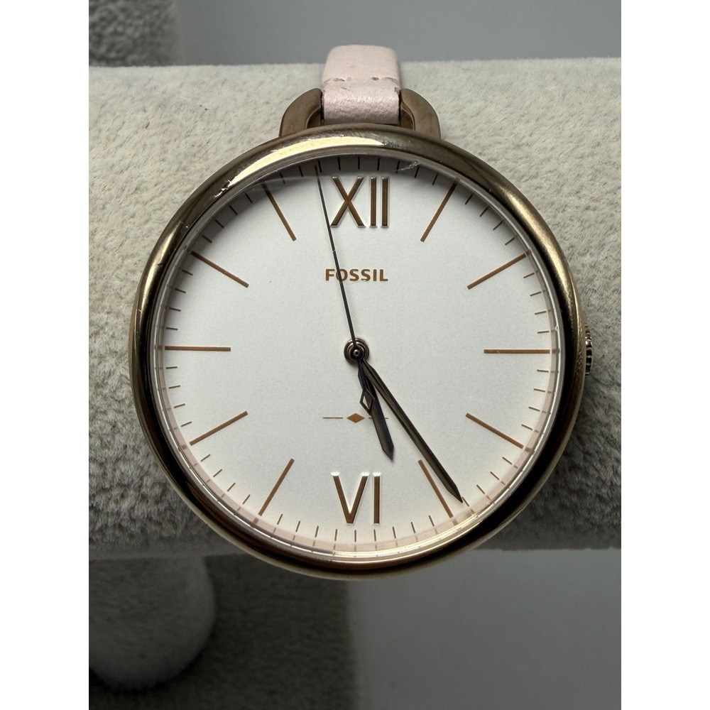 Fossil ES4356 Annette New Battery Ladies Watch 36MM 7.25" Pink Leather Band